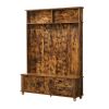 ON-TREND Modern Style Hall Tree with Storage Cabinet and 2 Large Drawers, Widen Mudroom Bench with 5 Coat Hooks, Rustic Brown