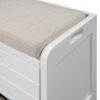 TREXM Storage Bench with Removable Basket and 2 Drawers, Fully Assembled Shoe Bench with Removable Cushion (White)