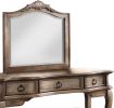 Contemporary Antique Oak Color Vanity Set w Stool Retro Style Drawers cabriole-tapered legs Mirror w floral crown molding Bedroom Furniture