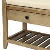 TREXM Shoe Rack with Cushioned Seat and Drawers, Multipurpose Entryway Storage Bench (Gray Wash)