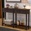 TREXM Console Table Sofa Table Easy Assembly with Two Storage Drawers and Bottom Shelf for Living Room, Entryway (Espresso)