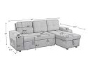 MEGA convertible corner sofa with armrest storage, living room and apartment sectional sofa, right chaise longue and grey