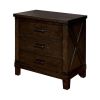 Rustic Style Dark Walnut Finish 1pc Nightstand Bedroom Furniture Solid wood 3-Drawers bedside Table Black Bar Pulls