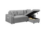 MEGA convertible corner sofa with armrest storage, living room and apartment sectional sofa, right chaise longue and grey