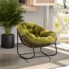 Outdoor Rattan Rocking Chair,Padded Cushion Rocker Recliner Chair Outdoor for Front Porch, Living Room, Patio, Garden, Olive Green