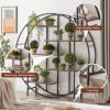 Round 5-Tier Metal Plant Stand bookcase storage rack, Indoor Living Room Terrace Garden Balcony Display Stand. Rustic Brown, 67'' W x 11.8'' D x 67''