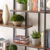 Round 5-Tier Metal Plant Stand bookcase storage rack, Indoor Living Room Terrace Garden Balcony Display Stand. Rustic Brown, 67'' W x 11.8'' D x 67''