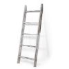 Farmhouse 4.5 Ft Wall Leaning Wood Blanket Quilt Storage Ladder Towel Rack, Bathroom Bedroom Decorative Shelf - Vintage White