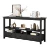 3 Tier Vintage Solid Console Table with 3 Drawers and Shelves, Industrial Console Table Coffee Table for Living Room Entry Bedroom Black Color