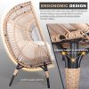 3 Pieces Patio Egg Chairs (Model 2) with Side Table Set,Natural Color PE Rattan and Beige Cushion