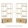 Rattan bookshelf 7 tiers Bookcases Storage Rack with cabinet for Living Room Home Office, Natural, 39.4'' W x 13.8'' D x 75.6'' H.