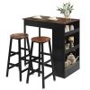 3 Pieces Bar Table Set with Storage