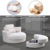 [Video] Welike Swivel Accent Barrel Modern Sofa Lounge Club Big Round Chair with Storage Ottoman Linen Fabric for Living Room Hotel with Pillows,Teddy