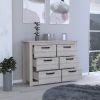 6 Drawer Double Dresser Toret, Bedroom, Light Gray