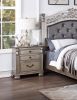 Classic Bedroom Formal Nightstand Antique Silver Finish 2-Drawers 1pc Bedside Table Plywood Furniture