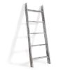 Farmhouse 4.5 Ft Wall Leaning Wood Blanket Quilt Storage Ladder Towel Rack, Bathroom Bedroom Decorative Shelf - Vintage White