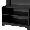 Hall Tree with Shoe Bench, Coat Rack ,Shoe Storage ,Storage Shelves and Pegboard, for Hallways, Halls and Bedrooms, Black