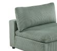 Sage Color 8pc Modular Sectional Set Corduroy Upholstery Couch 3x Corner wedge, 3x Armless Chairs 2x Ottomans Living Room Furniture