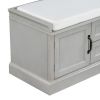 TREXM Storage Bench with 2 Drawers and 2 Cabinets, Shoe Bench with Removable Cushion for Living Room, Entryway (Gray Wash)