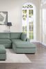 Sage Color 7pc Modular Sectional Set Corduroy Upholstery Couch 2x Corner wedge, 2x Armless Chairs 3x Ottomans Living Room Furniture