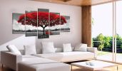 Canvas Wall Art Red Tree Picture Prints on Canvas Landscape Painting Modern Giclee Artwork Stretched and Framed Ready to Hang Canvas Art for Home Deco