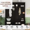 Modern Hallway Hall Tree with Metal Hooks and Storage Space, Multi-Functional Entryway Coat Rack with Shoe Cubbies, Black