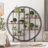 Round 5-Tier Metal Plant Stand bookcase storage rack, Indoor Living Room Terrace Garden Balcony Display Stand. Rustic Brown, 67'' W x 11.8'' D x 67''