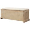 TREXM Rustic Storage Bench with 3 Removable Classic Rattan Basket , Entryway Bench with Removable Cushion (White Washed)