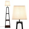 Trapezoidal Designed Floor Lamp with 3 Tiered Storage Shelf