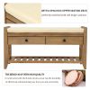 TREXM Shoe Rack with Cushioned Seat and Drawers, Multipurpose Entryway Storage Bench (Old Pine)