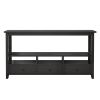 3 Tier Vintage Solid Console Table with 3 Drawers and Shelves, Industrial Console Table Coffee Table for Living Room Entry Bedroom Black Color