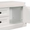 TREXM Storage Bench with 2 Drawers and 2 Cabinets, Shoe Bench with Removable Cushion for Living Room, Entryway (White)