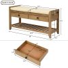 TREXM Shoe Rack with Cushioned Seat and Drawers, Multipurpose Entryway Storage Bench (Old Pine)