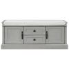 TREXM Storage Bench with 2 Drawers and 2 Cabinets, Shoe Bench with Removable Cushion for Living Room, Entryway (Gray Wash)