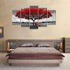 Canvas Wall Art Red Tree Picture Prints on Canvas Landscape Painting Modern Giclee Artwork Stretched and Framed Ready to Hang Canvas Art for Home Deco