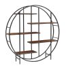 Round 5-Tier Metal Plant Stand bookcase storage rack, Indoor Living Room Terrace Garden Balcony Display Stand. Rustic Brown, 67'' W x 11.8'' D x 67''