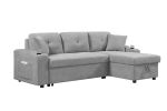 MEGA convertible corner sofa with armrest storage, living room and apartment sectional sofa, right chaise longue and grey