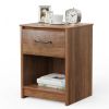 Wooden End Side Table Nightstand with Drawer Storage Shelf