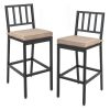 Set of 2 Patio Bar Chairs with Detachable Cushion and Footrest