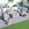 Direct Wicker Fire Pit Table With Chair Rattan Wicker Sofa Set out Door Furniture Garden Set