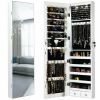 Wall and Door Mounted Mirrored Jewelry Cabinet with Lights