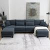 133*65" Corduroy Modular Sectional Sofa,U Shaped Couch with Armrest Bags,6 Seat Freely Combinable Sofa Bed,Comfortable and Spacious Indoor Furniture f