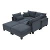 133*65" Corduroy Modular Sectional Sofa,U Shaped Couch with Armrest Bags,6 Seat Freely Combinable Sofa Bed,Comfortable and Spacious Indoor Furniture f