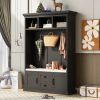 Hall Tree with 3 Hooks , Coat Hanger, Entryway Bench, Storage Bench, 3-in-1 Design, 47.2INCH, for Entrance, Hallway