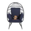 COOLMORE Egg Chair Wicker Outdoor Indoor Oversized Large Lounger with Stand Cushion Egg Basket Chair 350lbs Capacity for Patio, Garden Backyard Balcon