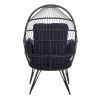 COOLMORE Egg Chair Wicker Outdoor Indoor Oversized Large Lounger with Stand Cushion Egg Basket Chair 350lbs Capacity for Patio, Garden Backyard Balcon