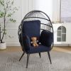 COOLMORE Egg Chair Wicker Outdoor Indoor Oversized Large Lounger with Stand Cushion Egg Basket Chair 350lbs Capacity for Patio, Garden Backyard Balcon