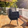 COOLMORE Egg Chair Wicker Outdoor Indoor Oversized Large Lounger with Stand Cushion Egg Basket Chair 350lbs Capacity for Patio, Garden Backyard Balcon