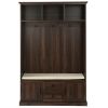 Hall Tree with 3 Hooks , Coat Hanger, Entryway Bench, Storage Bench, 3-in-1 Design, 47.2INCH, for Entrance, Hallway