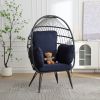 COOLMORE Egg Chair Wicker Outdoor Indoor Oversized Large Lounger with Stand Cushion Egg Basket Chair 350lbs Capacity for Patio, Garden Backyard Balcon